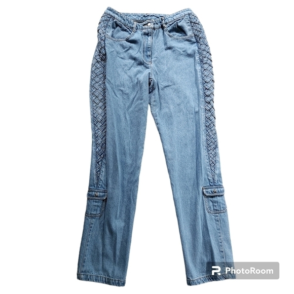 Vintage 80s 90s Together Braided Denim Jacket and Jeans set - Picture 3 of 16